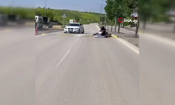 Go kart sürücüsü pisti şaşırdı, trafiğe çıkıp drift attı