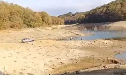 Hasanfakı Baraj Göleti'nde sular çekildi