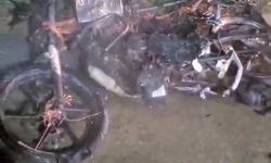 Motosiklet alev topuna döndü: 2 yaralı
