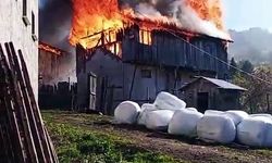 Ev ve samanlık alev alev yandı