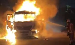 Kömür yüklü tır alev alev yandı