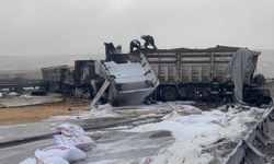 Otoyolu'nda çarpışan 3 tır yandı