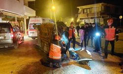 Gazı takılı kalan otomobil yan yattı!