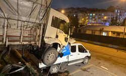 Park halindeki kamyon başka aracın üzerine düştü