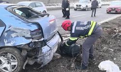 Kaza sonrası kopan LPG tankı korku dolu anlar yaşatıı