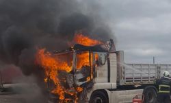 Park halindeki tır alev topuna döndü