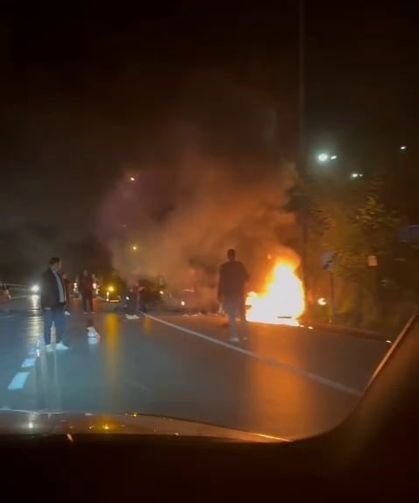 Motosiklet alev topuna döndü!