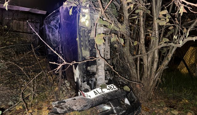 Otomobil tarlaya yuvarlandı