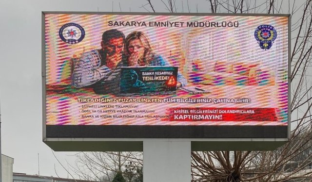 Dolandırıcılığa karşı LED ekranlı uyarı