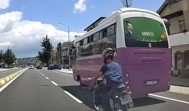 Plakasız motosikletli trafikte tehlike saçtı