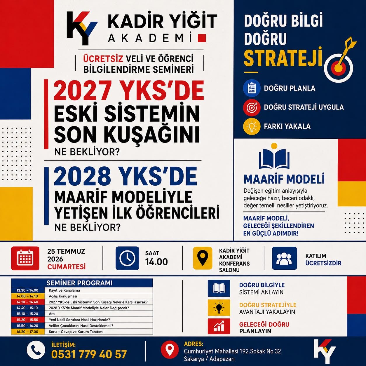 Kadir Yiğit Akademi'nden ücretsiz YKS semineri