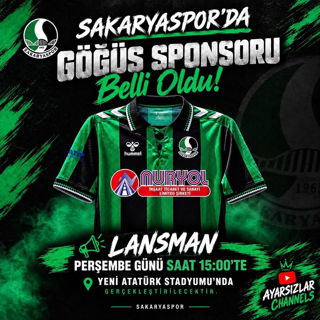 Nuryol İnşaat’tan Sakaryaspor’a destek: Göğüs sponsoru oldu